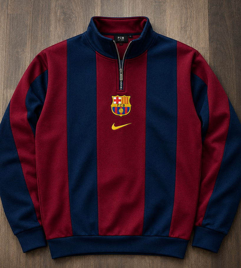 Barcelona Quater Zipper  Embroidery Sweatshirt